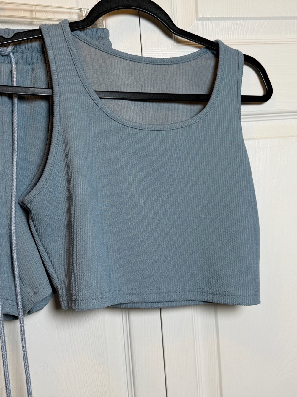 SHEIN 2 Piece Lounge Set Blue Ribbed Tank & Shorts Size Medium - Picture 2 of 10